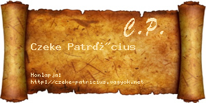 Czeke Patrícius névjegykártya